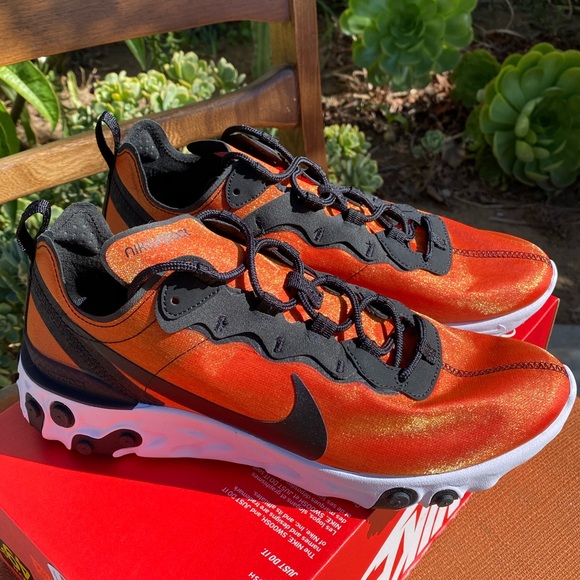 New Nike React Element 55 PRM SU19 Blk//BLK-Tr Yl - Picture 8 of 9